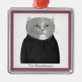 HOUSEKEEPER CAT Premium Square Ornament + Text (Vorne)