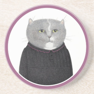 HOUSEKEEPER CAT Round Sandstone Untersetzer