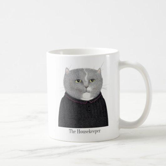 HOUSEKEEPER CAT Weiße Tasse + Text (Rechts)