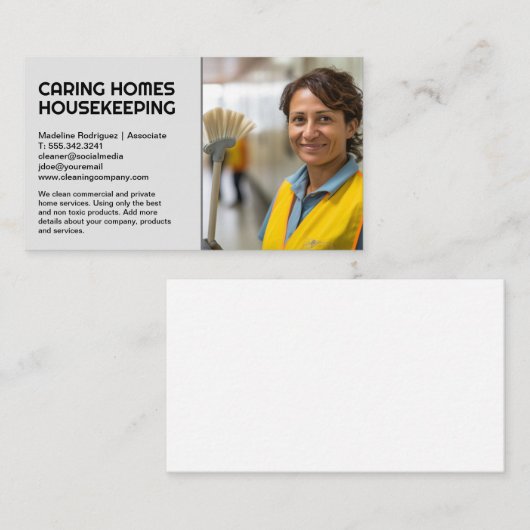 Housekeeper lächeln | Maid-Services Visitenkarte (Vorne/Hinten)