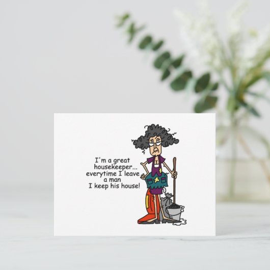 Housekeeper-Spaß Postkarte (Stehend Vorderseite)