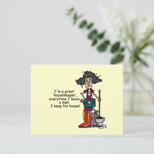 Housekeeper-Spaß Postkarte (Stehend Vorderseite)