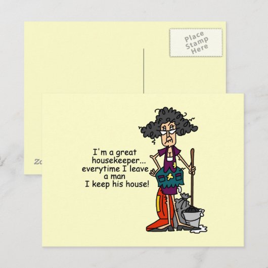 Housekeeper-Spaß Postkarte (Vorne/Hinten)