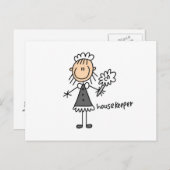 Housekeeper-Strichmännchen Postkarte (Vorne/Hinten)