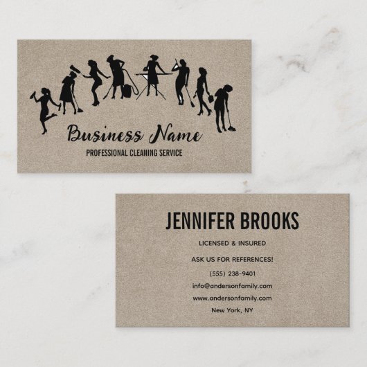 Housekeeping Maid Service Cleaning Professional Visitenkarte (Vorne/Hinten)