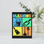 Housekeeping Retro Housekeeper Cleaning Postkarte (Stehend Vorderseite)