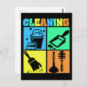 Housekeeping Retro Housekeeper Cleaning Postkarte (Vorne/Hinten)