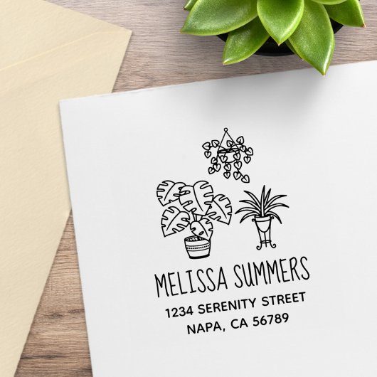 Houseplants Hobby Address Gummistempel