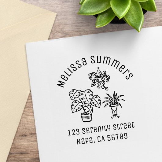 Houseplants Hobby Arch Address Gummistempel