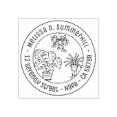Houseplants Hobby Round Address Gummistempel (Prägung)