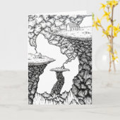 Houses and Cliffs Pen and Ink Art Greeting Card Karte (Gelbe Blume)