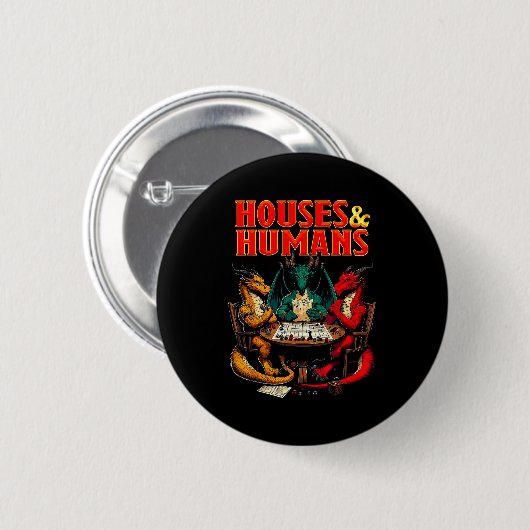 Houses And Humans Funny Tabletop Rpg Dice Game Par Button (Vorne & Hinten)