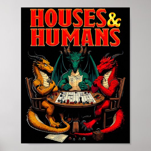 Houses And Humans Funny Tabletop Rpg Dice Game Par Poster (Vorne)