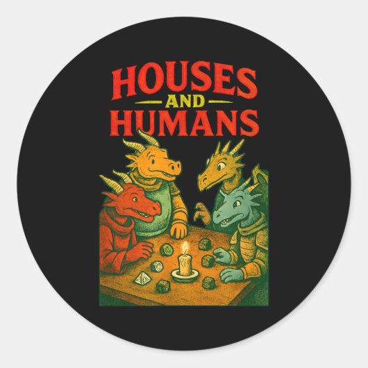 Houses And Humans Gaming Funny Rpg Gamer Men Boys Runder Aufkleber (Vorderseite)