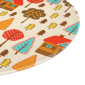 Houses Forest Vintag Nahtlos Muster Schneidebrett (Ecke)