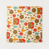 Houses Forest Vintag Nahtlos Muster Wandteppich (Vorderseite (Horizontal))