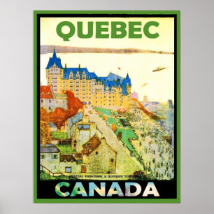 Houses in Quebec, Canada, vintage travel Poster