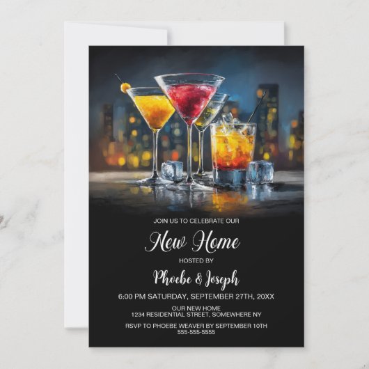 Housewarming Cocktail Party Einladung (Vorderseite)