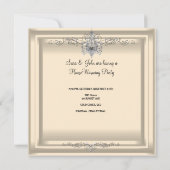 HouseWarming Cream White Champagne Kronleuchter Einladung (Rückseite)