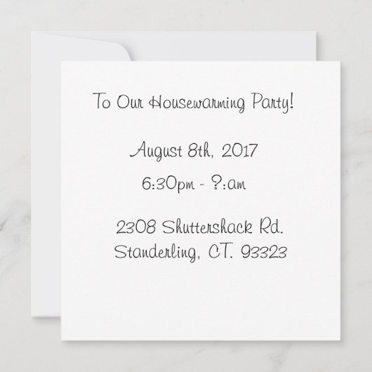 Housewarming-Einladung Einladung (Rückseite)