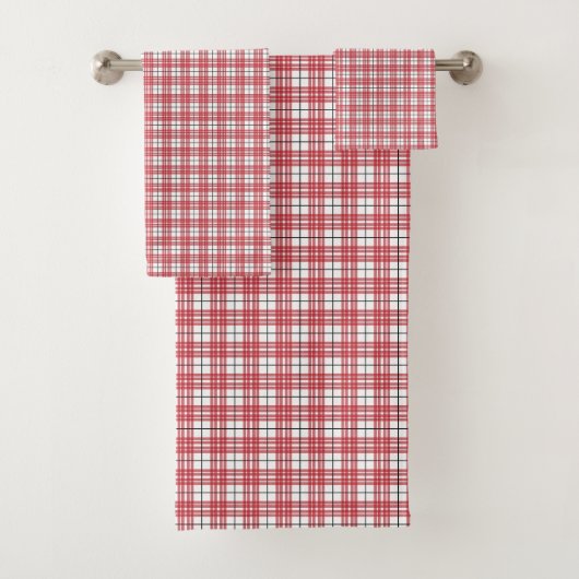 Housewarming Gift Red Black Plaid Towel Style Badhandtuch Set (Insitu)