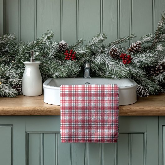 Housewarming Gift Red Black Plaid Towel Style Badhandtuch Set