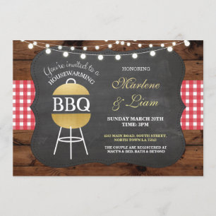 Housewarming GRILLEN Goldrustikale neue Einladung