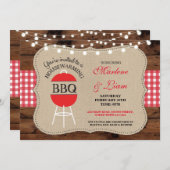 Housewarming GRILLEN rote rustikale neue Einladung (Vorne/Hinten)