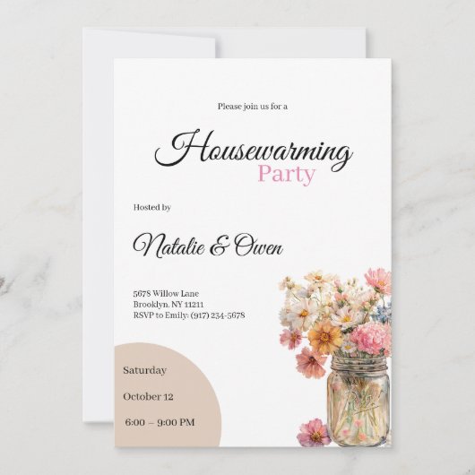 Housewarming Invitation • Floral New Home Party Einladung (Vorderseite)