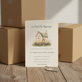 Housewarming Invitation Watercolor Cottage Home Einladung