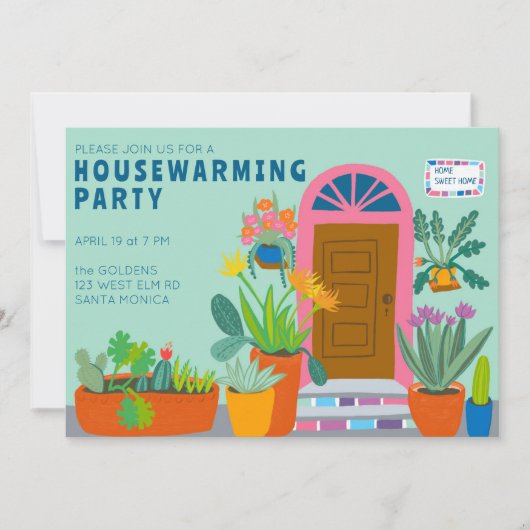 HOUSEWARMING NEUES ZUHAUSE-farbiges Party an der V Einladung (Vorderseite)