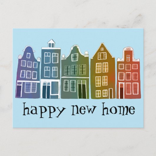 Housewärming Niedlich Houses Amsterdam Reisen farb Postkarte (Vorderseite)