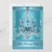 HouseWarming Party Chandelier Rich Aquamarin Blue Einladung (Vorderseite)
