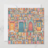 Housewärming Party Doors Collage Orange Blue Einladung (Rückseite)