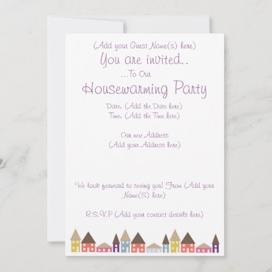 Housewarming-Party Einladung (Rückseite)