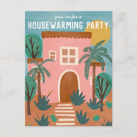 HOUSEWARMING PARTY Einladung neue Zuhause-Adresse  Postkarte (Vorderseite)