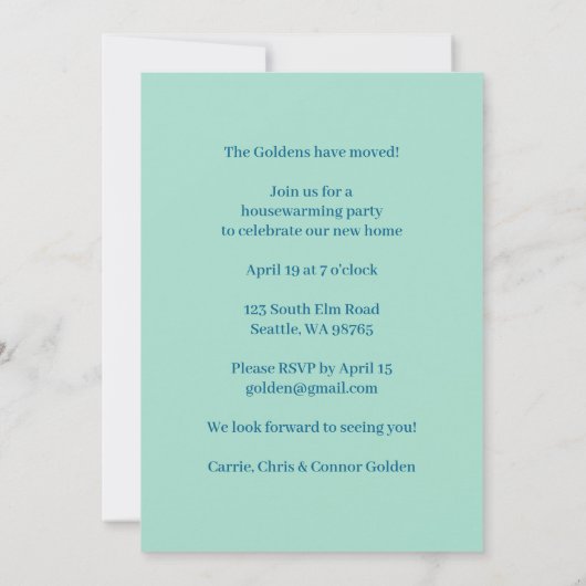 HOUSEWARMING Party Floral Bouquet Neue Zuhause Nie Einladung (Rückseite)