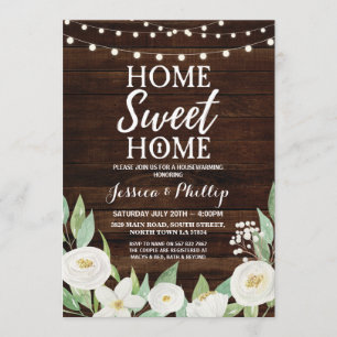 Housewarming-Party-hölzernes rustikales neues Einladung