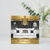 HouseWarming Party Kronier Rich Gold Black Einladung (Stehend Vorderseite)