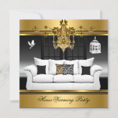 HouseWarming Party Kronier Rich Gold Black Einladung (Vorderseite)