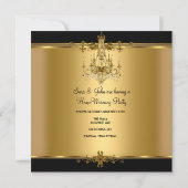 HouseWarming Party Kronier Rich Gold Black Einladung (Rückseite)