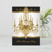 HouseWarming Party Kronier Rich Gold Black Einladung (Stehend Vorderseite)