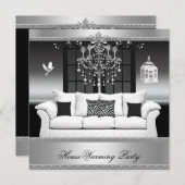HouseWarming Party Kronier Rich Silver Black Einladung (Vorne/Hinten)