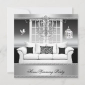HouseWarming Party Kronier Rich Silver White Einladung (Vorderseite)