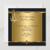 HouseWarming Party Kronier Verziert Gold Schwarz Einladung (Rückseite)