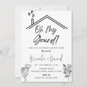 Housewärming Party Oh mein Gourd! Schwarz und Weiß Einladung (Vorderseite)