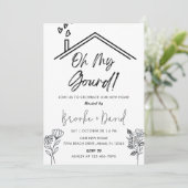 Housewärming Party Oh mein Gourd! Schwarz und Weiß Einladung (Stehend Vorderseite)