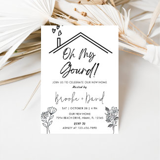 Housewärming Party Oh mein Gourd! Schwarz und Weiß Einladung