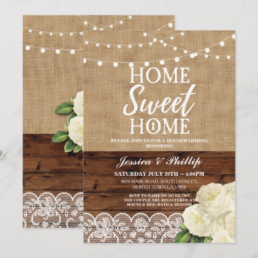 Housewarming-Party-rustikales Einladung (Vorne/Hinten)
