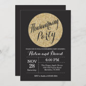 Housewarming-Party-Schwarz-GoldGlitzer-Einladung Einladung (Vorne/Hinten)